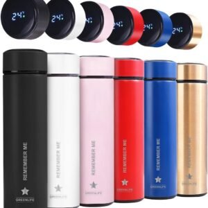 red blue White Custom Promotional LED Temperature Water Bottle – Branded Stainless Steel Gift | 500ml Insulated Bottle