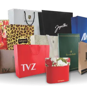 Printed and plain paper shopping bags
