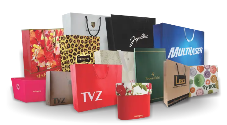 Printed and plain paper shopping bags