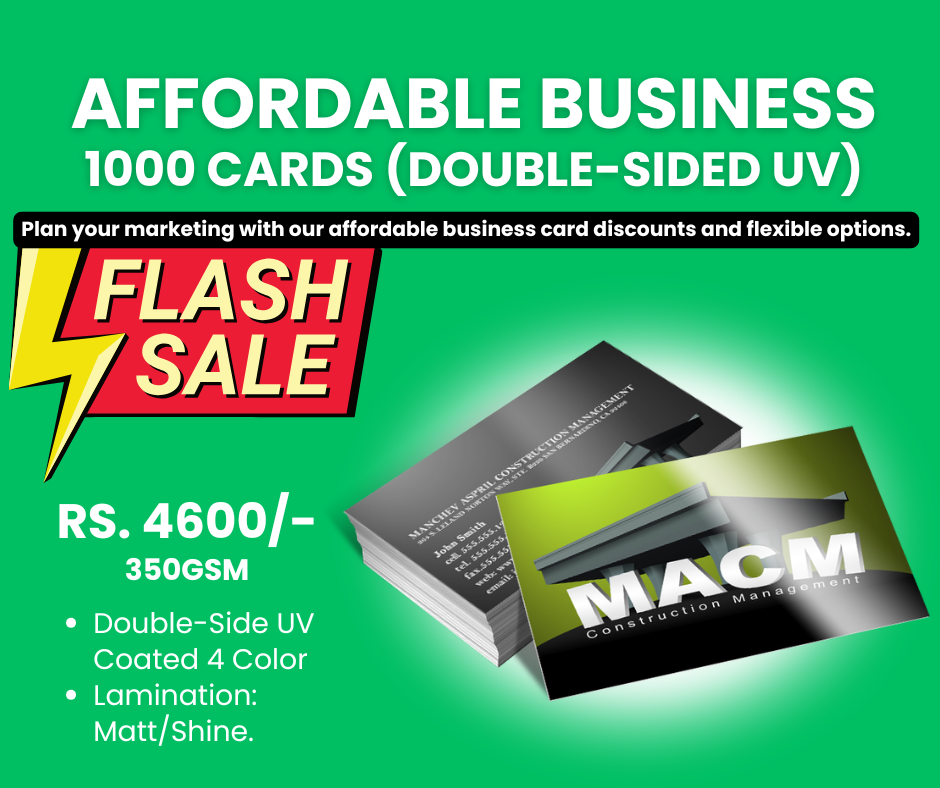 Flash Sale 4 business card Double-Sided UV Coated, Only Rs. 4600/-