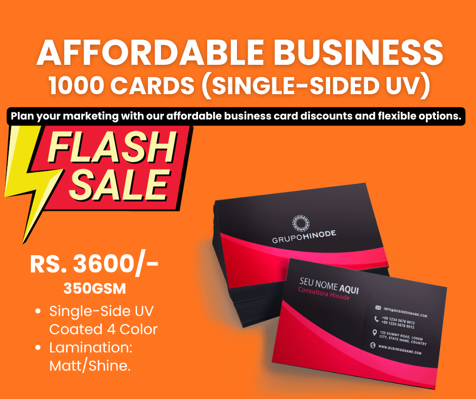 Flash Sale 4 business card with UV Coated, Only Rs. 3600/-