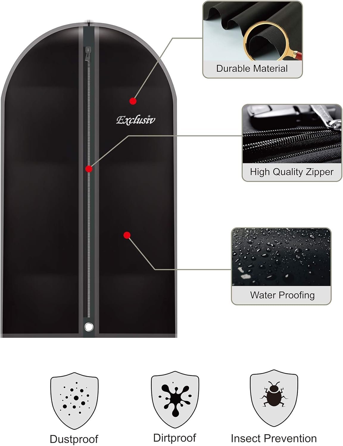 Travel Garment Bags -60 inch Suit Bag for Storage - Image 3