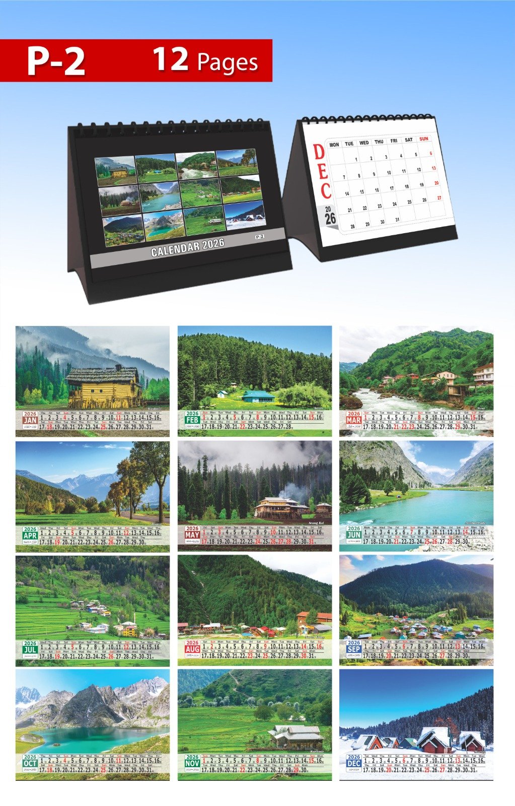 Art Card Table Calendar – 11 × 28 Inches - Image 3