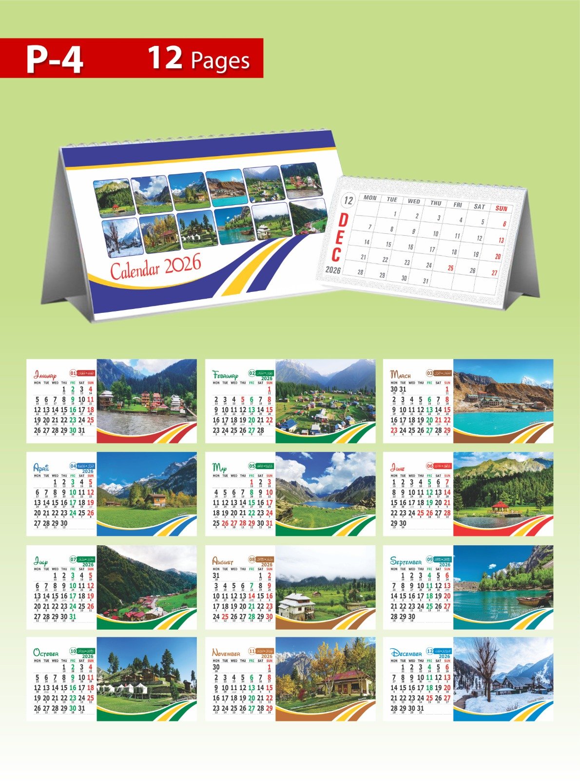 Art Card Table Calendar – 11 × 28 Inches - Image 4