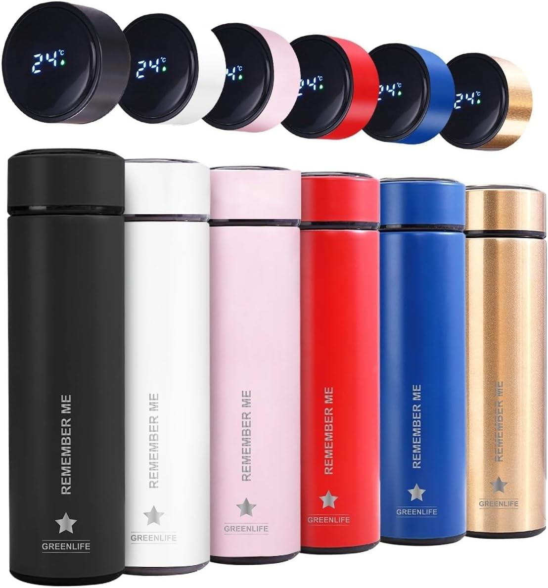 red blue White Custom Promotional LED Temperature Water Bottle – Branded Stainless Steel Gift | 500ml Insulated Bottle